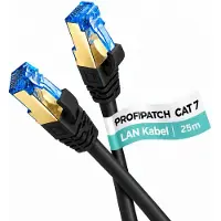 ProfiPatch LAN Kabel Cat7 S/FTP RJ45 Premium Patchkabel 10GB 600MHz LSZH Ethernet Netzwerkkabel schwarz 25m