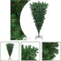 The Living Store Künstlicher Weihnachtsbaum mit Ständer Umgekehrt Grün 210 cm
