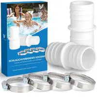 Kaiserwerk GmbH Villkin Schlauchverbinder-Set 32x32mm – Auslaufsichere Verbindung für Pool & Gartenschläuche | Inkl. Edelstahl-Schlauchschellen