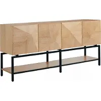 KAWOLA Sideboard ANJO 4 Türen 1 Ablage Eiche furniert braun Metall schwarz pulverbeschichtet