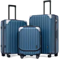 Merkloos Handgepäckkoffer Trolley Reisekoffer Bordgepäck - 55 x 37 x 25 cm - Erweiterbar - Blau - TSA-Schloss