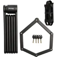 Merkloos Fahrradschloss Faltschloss Bügelschloss - 84 cm - Gehärteter Stahl - Mit 4 Schlüsseln - Montagehalterung - Schwarz