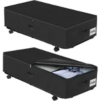 Merkloos Aufbewahrungsbox unter dem Bett mit Rollen – 50 Liter – Metallrahmen – Mit Deckel – 75 x 40 x 22 cm – Klappbar