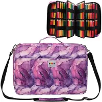 Merkloos Großer Stiftekontainer aus wasserdichtem Polyester mit Reißverschluss, Platz für bis zu 480 Buntstifte, 40 x 28 x 10 cm, lila