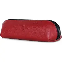 Merkloos Ein rotes Stifteetui aus Leder mit Reißverschluss, 20 x 5,5 x 5,5 cm
