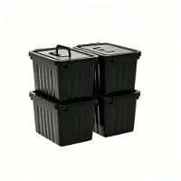 Merkloos Set aus 4 stapelbaren Aufbewahrungsboxen, 6 Liter Fassungsvermögen, Schwarz