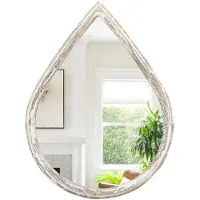 Merkloos Wandspiegel Tropfenspiegel Badspiegel - Holzrahmen - 50 x 40 cm - Landhausstil - Für Flur und Wohnzimmer