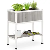 Merkloos Hochbeet Pflanzkasten Kräuterkasten - Holz - 80,5 x 74 x 38 cm - Mit Ablage - Für Garten, Balkon oder Terrasse