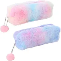 Markenlos Federmäppchen Plüsch Regenbogen Rosa Lila 2 Stück Reißverschluss