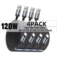 StarTech.com USB-A-auf-USB-C-Kabel - Schnellladekabel - 120 W - 10 A - Datenübertragung - 4er-Pack - 1 m