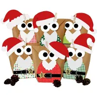 Merkloos Adventskalender für Kinder zum Selberbasteln – Weihnachtliche Eulen – 24 Säckchen – Zum Befüllen und individuell verzieren