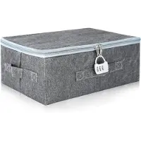Markenlos Aufbewahrungsbox faltbar mit Deckel Zahlenschloss 30 x 20 x 14 cm grau