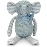 Merkloos Plüsch-Elefant – 18 cm – 100 % Baumwolle – Blau – Kuscheltier für Babys