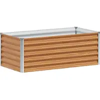 Merkloos Erhöhter Blumenkasten aus verzinktem Stahl – Hellbraun, 98 x 50 x 36 cm