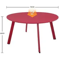 Unyqoos Grand Patio Runder, leichter Beistelltisch 70CM x 70CM – witterungsbeständig für Balkon, Terrasse, Garten, Wohnzimmer & Büro, Rot