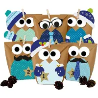 Merkloos Adventskalender zum Selbstgestalten - Eulen zum Ausschneiden - Blaue Ausführung - Weihnachten 2021 - DIY-Bastelprojekt