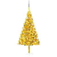 Syfax Künstlicher Weihnachtsbaum Beleuchtung & Kugeln Gold 180 cm PET