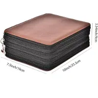 Merkloos Etui aus Kunstleder mit Reißverschluss, 184 Fächer und abnehmbarem Stifthalter, braun