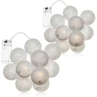 COM-FOUR® 2x LED Lichterkette "Kugel" - Beleuchtung mit 10 LEDs im skandinavischen Nachbildung - Deko für Weihnachten, Geburtstag, Hochzeit oder Party