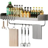 LTPRTZ Kräuterecke für die Wand – Küchenorganizer – Aufbewahrungslösung für die Küche – Ohne Bohren – 50 cm – Grau