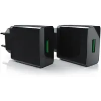 Aplic USB-Ladegerät 2er Set mit Quick Charge 3.0 und 1 x USB-A, bis 3 A Ladestrom, bis zu 4-mal schneller, 100 bis 240 V Eingangsspannung, Netzteil, kompakt, 2 Stück, schwarz