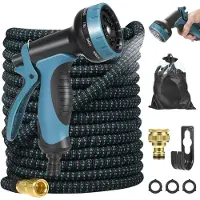 Markenlos Ausziehbarer Gartenschlauch 30 m Flexibel 10 Sprühfunktionen Blau Rasen
