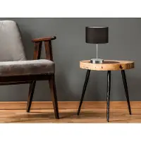 TRIO Design Nachttischleuchte Lampenschirm Stoff rund Schwarz, Schlafzimmerlampe