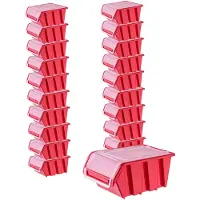 Merkloos Stapelbare Aufbewahrungsbox mit Deckel - 20 Stück - PP-Kunststoff - Rot - 195 x 120 mm