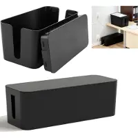 LTPRTZ Kabelbox-Set – Kabelorganizer-Box – Zur Ordnung im Büro – Mit zwei Kabelausgängen – 23 x 11,5 x 12 cm – Schwarz