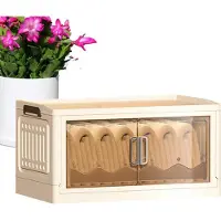 LTPRTZ Faltbarer Aufbewahrungsbehälter - Faltbarer, transparenter Container - Platzsparend - Mit magnetischem Verschluss - 415 x 255 x 29 cm - Transparent