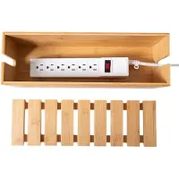 LTPRTZ Kabelmanagement-Box – Aufbewahrungsbox für Kabel – zur Organisation des Schreibtisches – aus natürlichem Material – 39x12x14 cm – braun