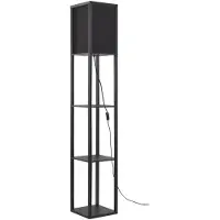 LINDBY Stehleuchte Birta, schwarz, Regal, Holz, 159 cm