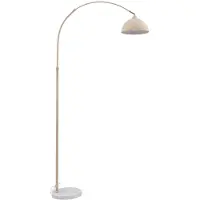LINDBY Stehlampe Tonka, beige, Metall/Marmor, 185 cm, E27