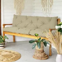 4L Textil Gartenbankauflage mit Rückenlehne, wetterfest und UV-beständig, Bankauflage für Hollywoodschaukel und Gartenbank, 180x50x50 cm, Beige