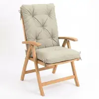 4L Textil Gartenstuhlauflage Hochlehner, wetterfest und UV-beständig, Sitzauflage mit Rückenlehne für Gartenstuhl, mit Bändern, 50x70x50 cm, Beige