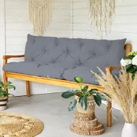 4L Textil Gartenbankauflage mit Rückenlehne, wetterfest und UV-beständig, Bankauflage für Hollywoodschaukel und Gartenbank, 120x60x50 cm, Dunkelgrau