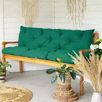 4L Textil Gartenbankauflage mit Rückenlehne, wetterfest und UV-beständig, Bankauflage für Hollywoodschaukel und Gartenbank, 120x50x50 cm, Grün