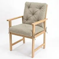 4L Textil Gartenstuhlauflage Niedriglehner, wetterfest und UV-beständig, Sitzauflage mit Rückenlehne für Gartenstuhl, mit Bändern, 50x50x50 cm, Beige