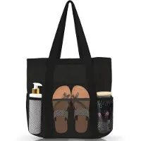 Benza Ibenzoa Extra große faltbare Strandtasche Damen – 24 L (46×33×13 cm), Mesh & Canvas, sandabweisend, mit Reißverschluss, leicht 200 g für Urlaub & Pool