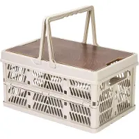 LTPRTZ Faltbare Aufbewahrungsboxen – Stapelbare Kisten – Camping-Organisation – Mit Tragegriffen – 30 x 20 x 16 cm – Blaugrün