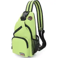 Unyqoos Sling-Bag Brusttasche – Uni Crossbody aus Oxford-Stoff, grün, verstellbarer Schulterriemen, 7,09 x 3,54 x 12,99, 0,26 kg, 6 Fächer, für Reisen und Outdoor