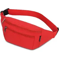 Unyqoos Gürteltasche aus Nylon & Polyester, wasserdicht, verstellbar 80–125 cm, mittelgroß mit großer Handytasche, Outdoor-Hüft- & Schultertasche für Damen & Herren, Rot
