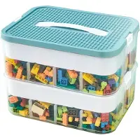 LTPRTZ Aufbewahrungsbox für Bauklötze – Spielzeugorganizer – Spielzeugaufbewahrung – Stapelbar mit Fächern – 30,5 x 23 x 23 cm