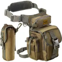 Unyqoos Drop-Leg Hüfttasche aus Nylon – taktische Werkzeug- & Gürteltasche, 21 x 30 x 12,5 cm, 8 Fächer, abnehmbare Flaschen-Tasche, für Motorrad, Wandern, Reisen