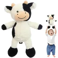 Merkloos Flauschiges Kuscheltier – Kuh, 22 cm – Schattenplüsch – Geschenk für Babys/Kinder – Stützendes Kissen – Verformt nicht – Plüschtier