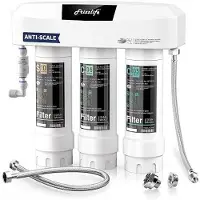 Markenlos Untertisch Wasserfiltersystem, 3-stufiger 0,5 Mikron Filter gegen Chlor & Blei, NSF/ANSI 42&53 , Anti-Kalk-Technologie verlängert die Filterlebensdauer