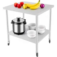 Markenlos Edelstahltisch 70x60x85cm, Küche Arbeitstisch mit Rollen, bis 300kg, Camping Grilltisch für Lebensmittelzubereitung, Rolltisch für Gewerbe & Haushalt