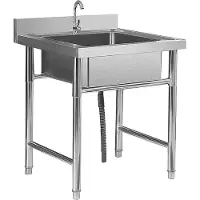 Markenlos Outdoorküche Spülbecken Edelstahl 1 Becken Gastro mit Kaltwasserhahn,50cm,Waschbecken camping Gastrospülen Küche Spüle