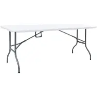 Markenlos Gartentisch Klappbar 180x72x72 cm Weiß, Campingtisch für 6 Personen, HDPE Klapptisch mit Tragegriff und Stahlgestell, Mobiler Buffettisch für Garten Party Picknick