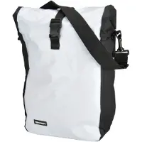 Markenlos Fahrradtasche wasserdicht Gepäckträgertasche 18 Liter weiß mit Schultergurt